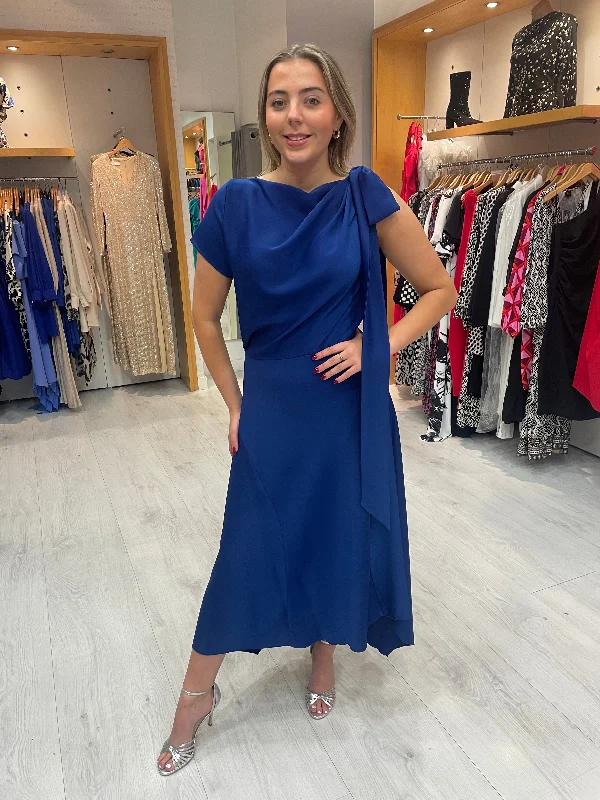 Kevan Jon Didi Drape Dress in Cobalt