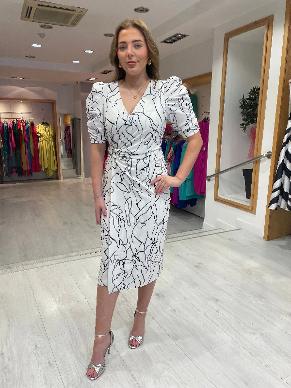 Casting Black and White Ruche Dress