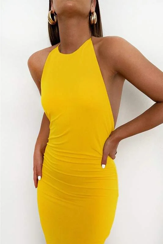 HALTER BACKLESS LONG DRESS