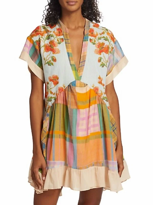 Agnes Oversized Patchwork Dress In Spring Combo