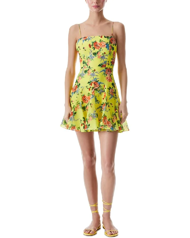 alice + olivia Ginny Top Silk-Blend Godet Dress