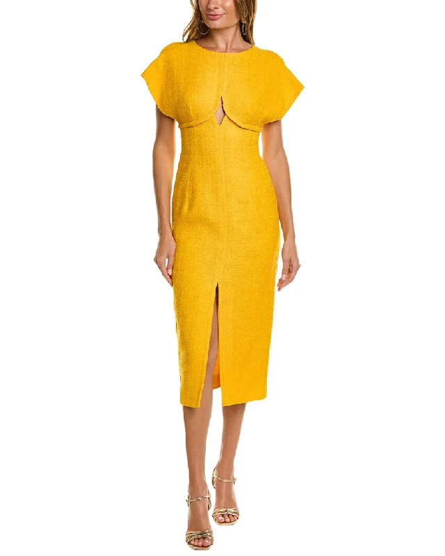 Carolina Herrera Tweed Wool-Blend Column Dress