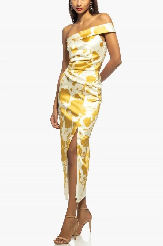 Desiree Dress In Ivory/golden Yellow