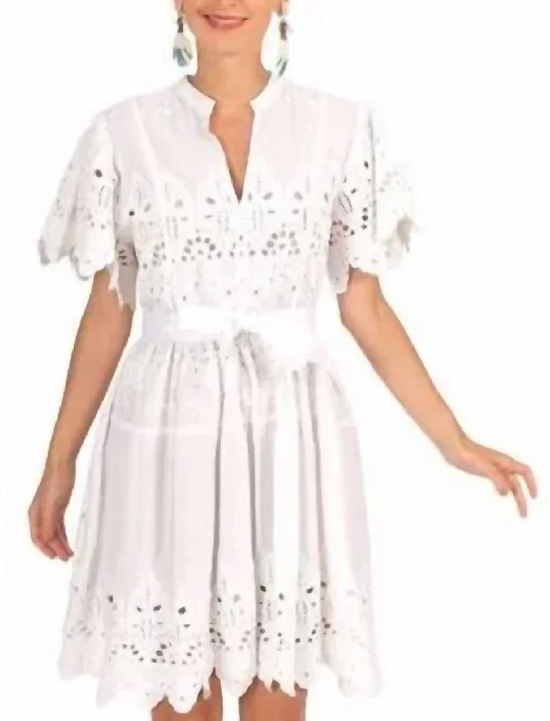 Heavily Embroidered Cotton Magnifico Dress In White