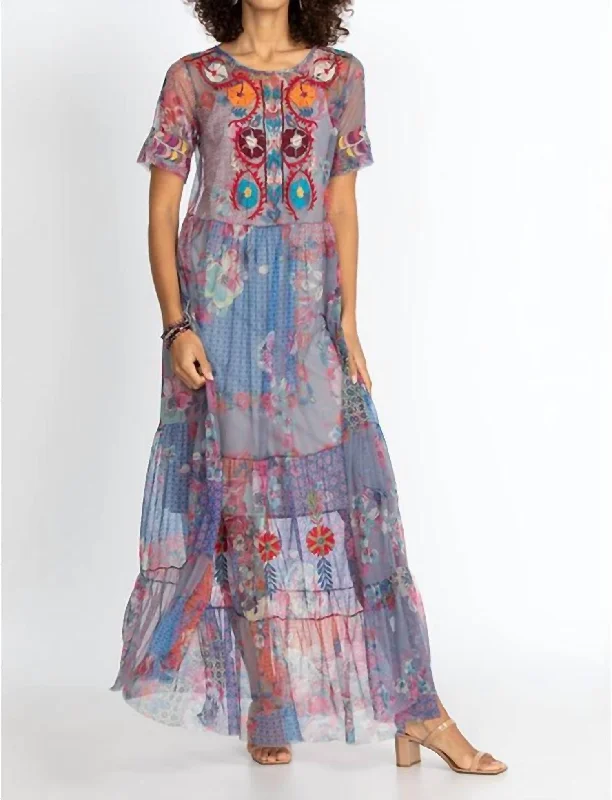 Kandence Tiered Mesh Dress in Multi