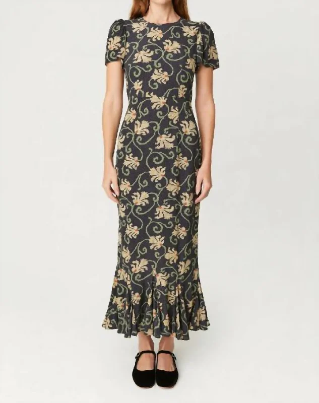 Lulani Dress In Black Mosaic Blossom