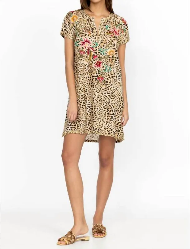 Maisie Easy Button Tunic Dress In Multi