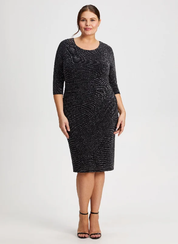Metallic Elbow Sleeve Dress