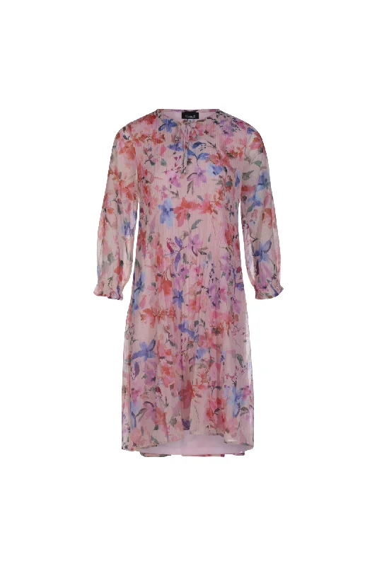 Printed Chiffon Dress | Pink Blue Garden | 8576AR