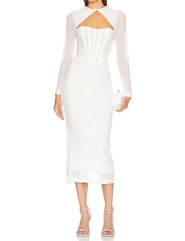 Ramona Corset Mesh Dress In White