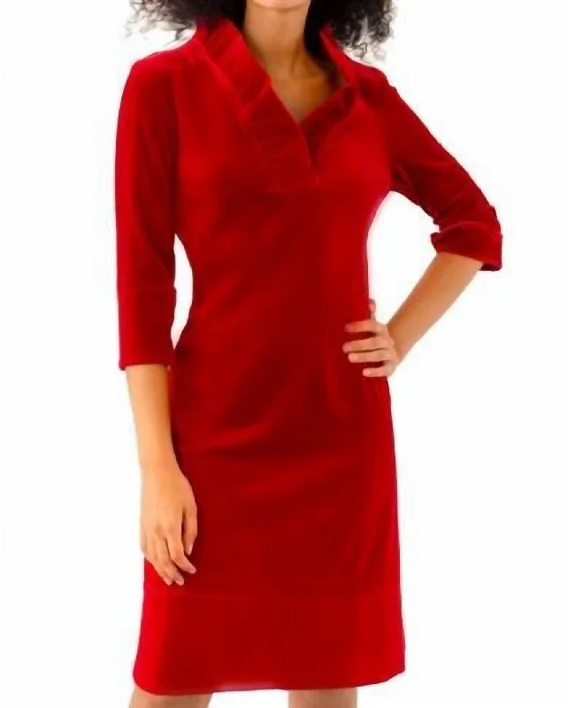 Ruffneck Dress In Silky Velvet