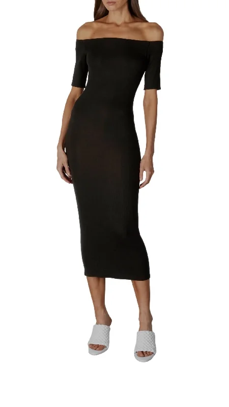 Silk Knit Dress In Black