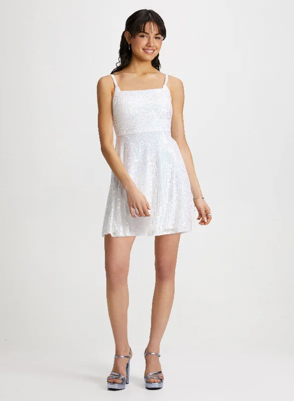 Square Neck Sequin Dress