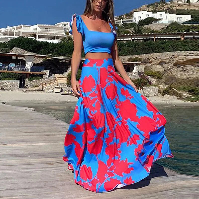 FashionSierra - 2024 Summer Two-piece Set Casual Loose Ladies Boho Dress