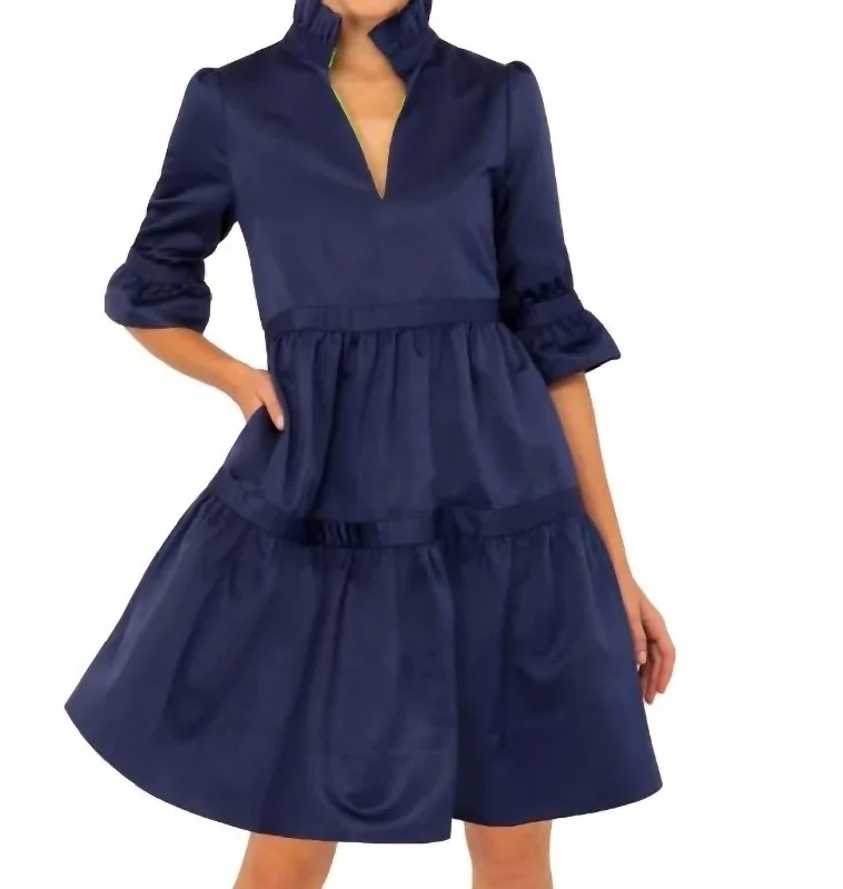 Teardrop Dress - Faille In Navy