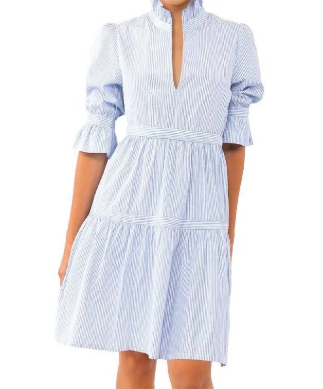 Teardrop Dress - Stripe Wash & Wear In Periwinkle