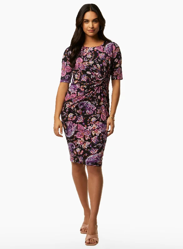 Twist Detail Paisley Print Dress
