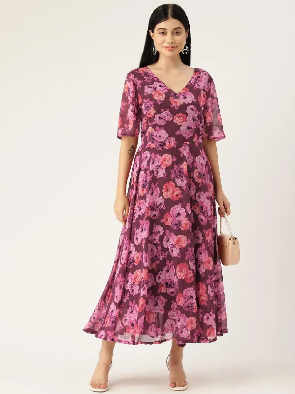 Women's V-Neck Ethnic Dress Yellow Dress - A2M