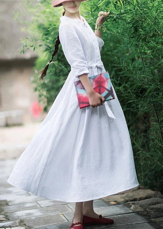 100% White Long Shirts Stand Collar Tie Waist Kaftan Spring Dress Tunics Brand named 100% White Long Shirts Stand Collar Tie Waist Kaftan Spring Dress Tunics Brand named
