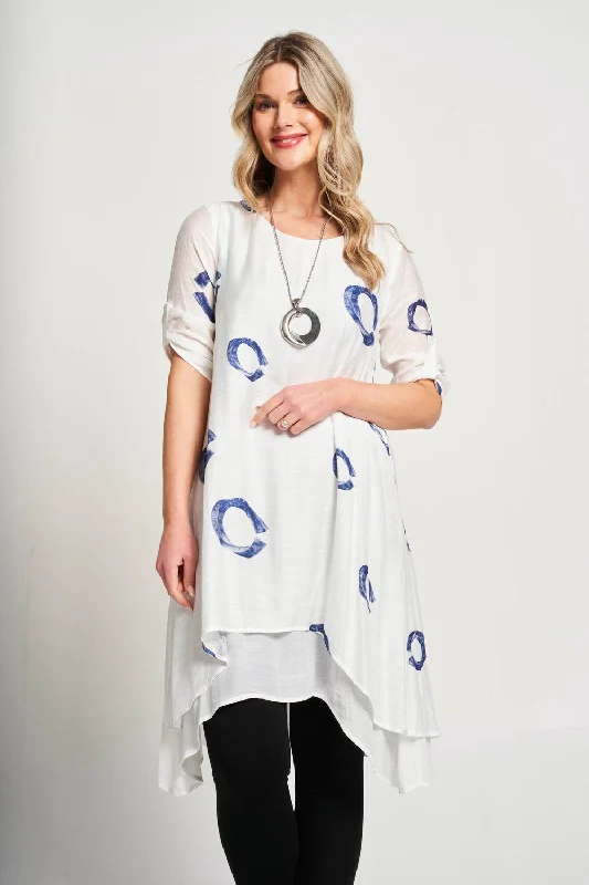 Saloos A-line Double Layer Dress with Necklace Tunics Prom sequined