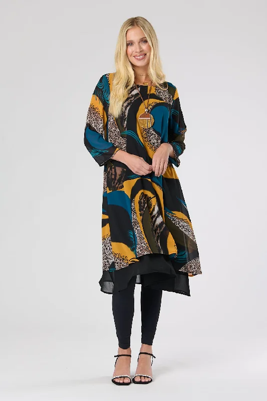 Saloos Layered Chiffon Dress with Necklace Tunics Travel practical