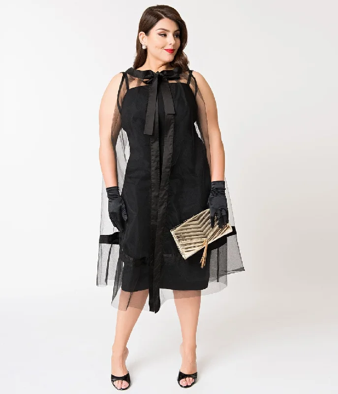 Barbie x Unique Vintage Plus Size Black Magic Sheath Dress & Cape Set Tunics Evening elegant Barbie x Unique Vintage Plus Size Black Magic Sheath Dress & Cape Set Tunics Evening elegant