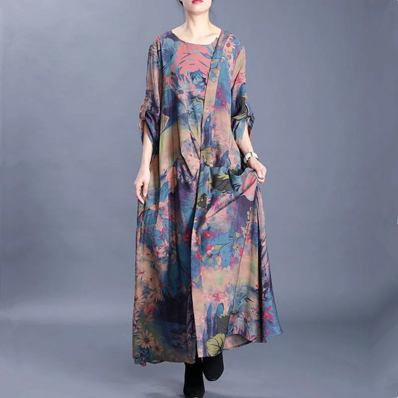 Beautiful blue print tunics for women o neck asymmetric long Dresses Tunics Gym athletic Beautiful blue print tunics for women o neck asymmetric long Dresses Tunics Gym athletic
