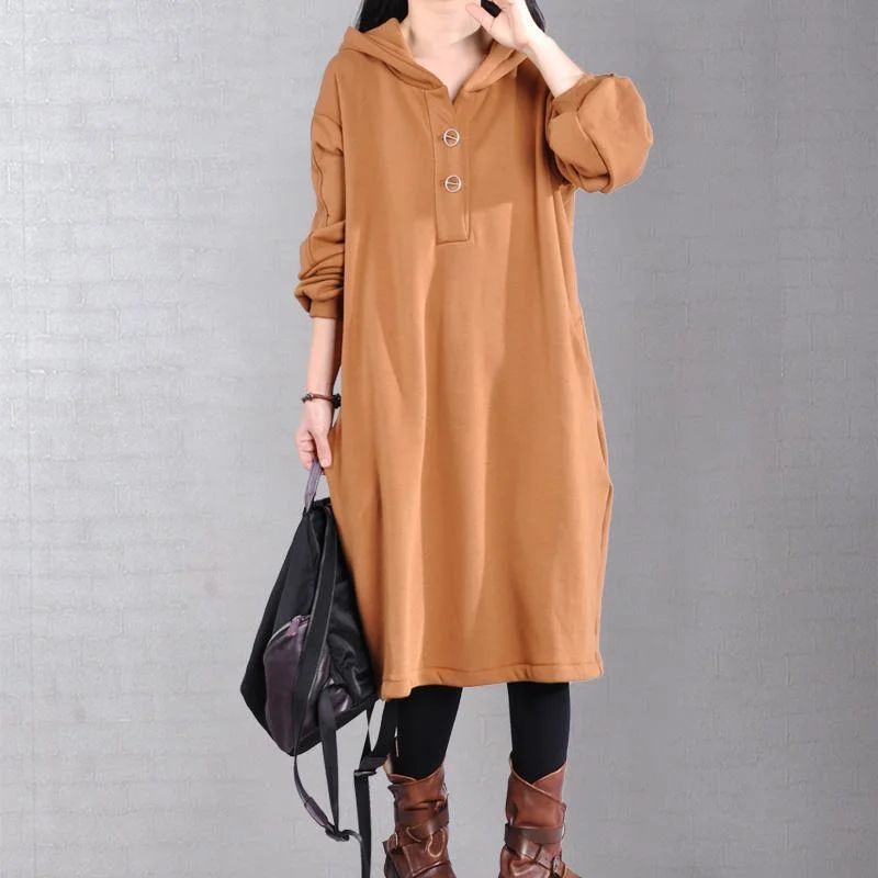 Beautiful long sleeve cotton hooded Tunics Outfits khaki long Dresses Tunics Long Elegant Beautiful long sleeve cotton hooded Tunics Outfits khaki long Dresses Tunics Long Elegant