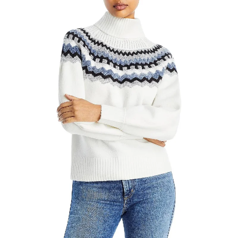 Cupio Blush Womens Metallic Fair Isle Turtleneck Sweater