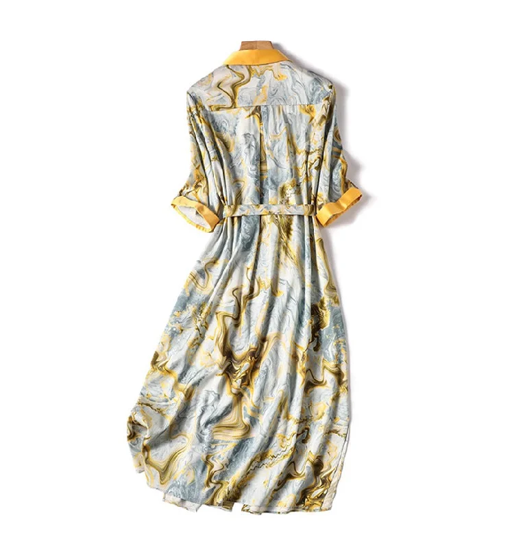 NiDELL Design European Station Advanced French Printed Dress . Summer New Temperament Waist-Controlled Slimming A- line Skirt Tunics Sophisticated sleek NiDELL Design European Station Advanced French Printed Dress . Summer New Temperament Waist-Controlled Slimming A- line Skirt Tunics Sophisticated sleek