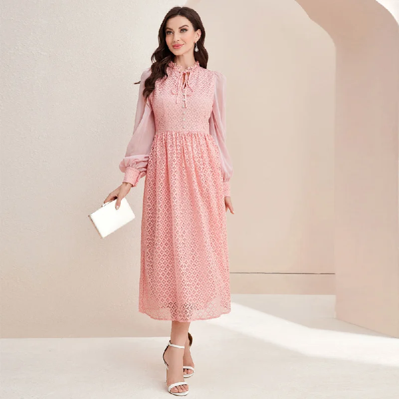 NiDELL FC-83101 European and American Women's Clothing Fashion New . Autumn Elegant Stitching Sleeves High Waist Dress in Stock Tunics Stylish modern NiDELL FC-83101 European and American Women's Clothing Fashion New . Autumn Elegant Stitching Sleeves High Waist Dress in Stock Tunics Stylish modern