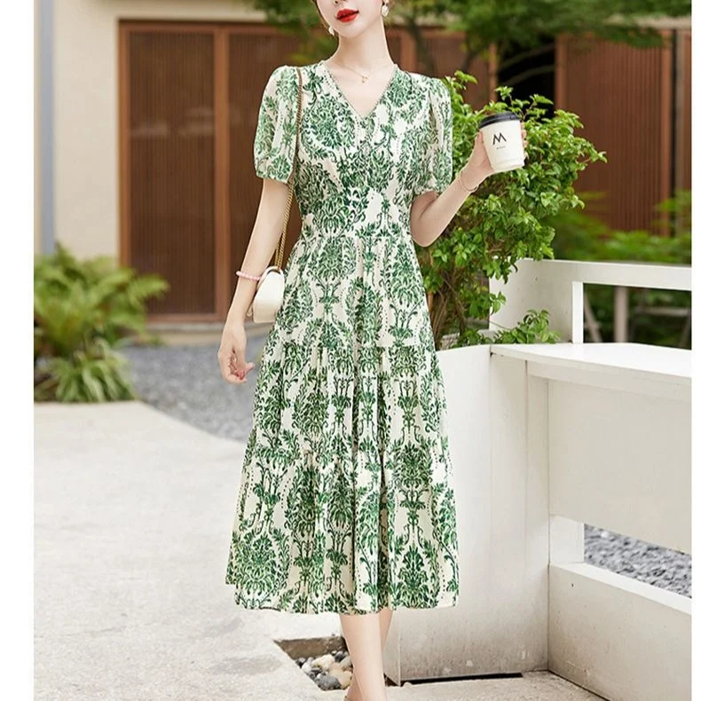 NiDELL Floral Dress . Summer New High-End Temperament French Chic Seaside Vacation Waist Chiffon Fairy Dress Tunics Short Trendy NiDELL Floral Dress . Summer New High-End Temperament French Chic Seaside Vacation Waist Chiffon Fairy Dress Tunics Short Trendy