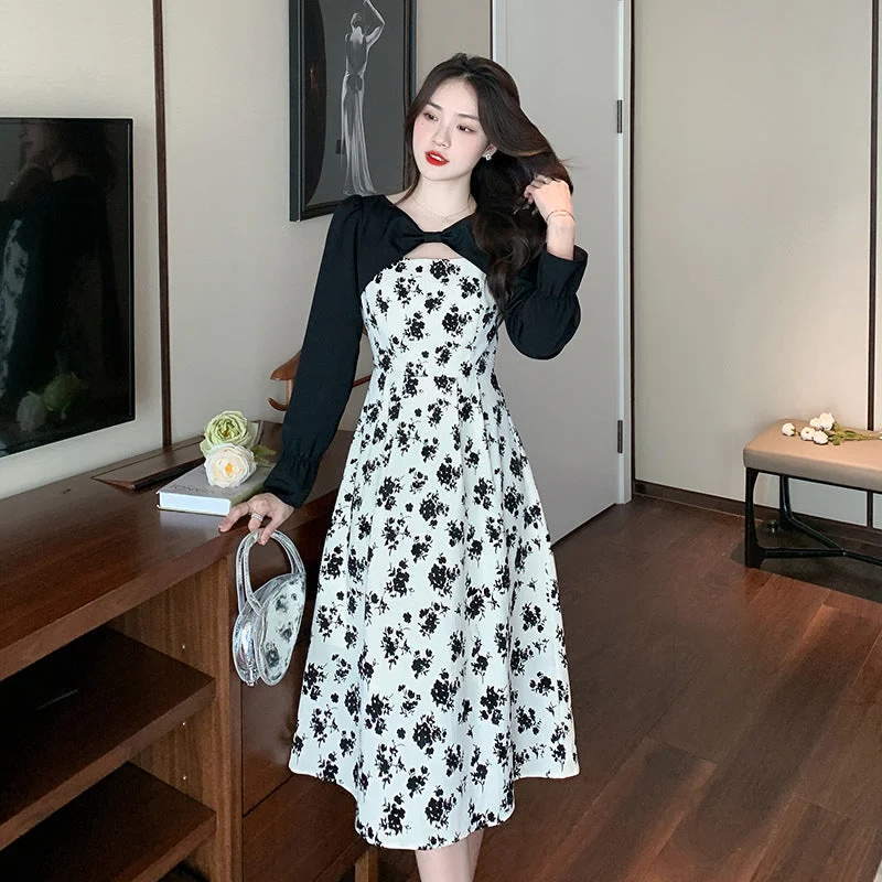 NiDELL French Style Platycodon Grandiflorum Floral Dress Women's Summer Spring Dress . New Suspender Long Dress Sweet and Spicy Two-Piece Suit Tunics Exclusive limited NiDELL French Style Platycodon Grandiflorum Floral Dress Women's Summer Spring Dress . New Suspender Long Dress Sweet and Spicy Two-Piece Suit Tunics Exclusive limited