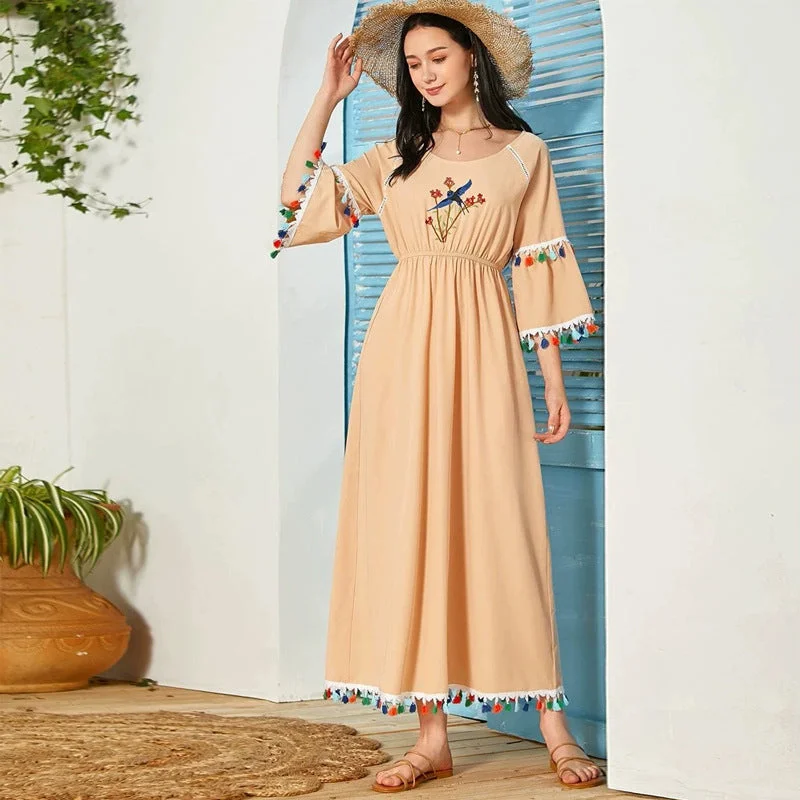 NiDELL Mxz-145 Foreign Trade Women's Clothing . Amazon Cross-Border round Neck Tassel Half Sleeve High Waist Long Casual Dress Turtleneck Warm Winter NiDELL Mxz-145 Foreign Trade Women's Clothing . Amazon Cross-Border round Neck Tassel Half Sleeve High Waist Long Casual Dress Turtleneck Warm Winter