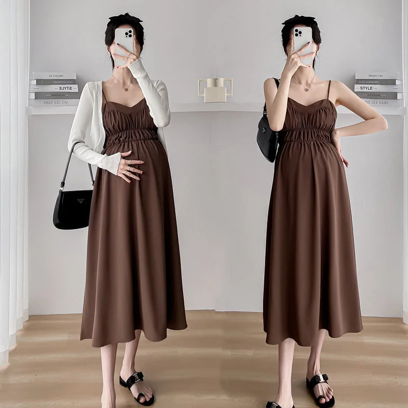 NiDELL Spring . New Suspender Long Dress Waistcoat Fashion Two-Piece Suit Maternity Clothes Fashionable Mom Tunics Custom made NiDELL Spring . New Suspender Long Dress Waistcoat Fashion Two-Piece Suit Maternity Clothes Fashionable Mom Tunics Custom made