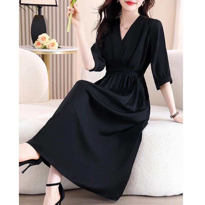 NiDELL Wholesale Overknee Long Dress . Summer Short Sleeve New Black Dignified Goddess Lace-up Display A- line Skirt Tunics Short Trendy NiDELL Wholesale Overknee Long Dress . Summer Short Sleeve New Black Dignified Goddess Lace-up Display A- line Skirt Tunics Short Trendy