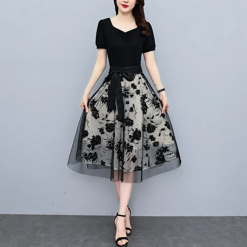 NiDELL Women's Dress Summer . New Young Adult Lady like Woman Style High Waist Slimming Sense of Design Temperament Mesh Skirt Fairy Tunics Practical durable NiDELL Women's Dress Summer . New Young Adult Lady like Woman Style High Waist Slimming Sense of Design Temperament Mesh Skirt Fairy Tunics Practical durable