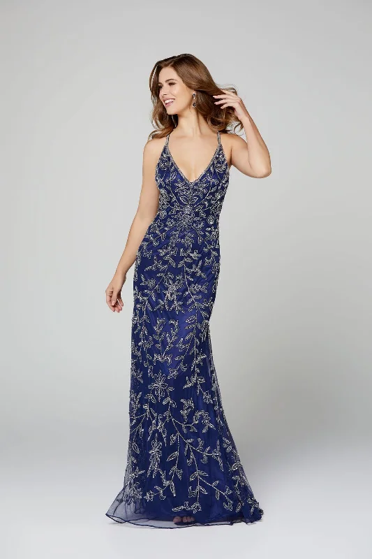 Primavera Couture 3414 Size 8 Midnight blue long sequin prom dress Embellished Tunics Plaid country Primavera Couture 3414 Size 8 Midnight blue long sequin prom dress Embellished Tunics Plaid country