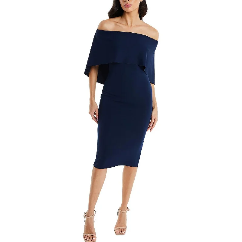 Quiz Womens Juniors Cape Off-The-Shoulder Midi Dress Tunics Trendy modern