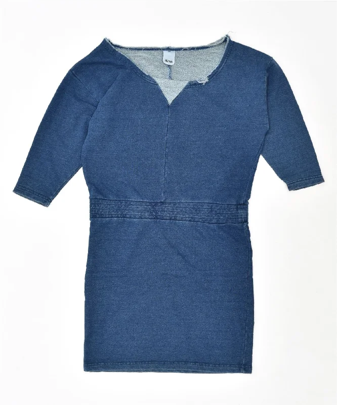 RUTME Womens Drop Waist Dress UK 14 Medium Blue Cotton Vintage Tunics Cozy soft
