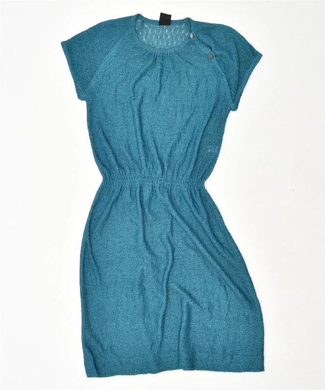 SANT AMBROGIO Womens Drop Waist Dress UK 14 Large Blue Vintage Off-the-shoulder Chic Trendy SANT AMBROGIO Womens Drop Waist Dress UK 14 Large Blue Vintage Off-the-shoulder Chic Trendy