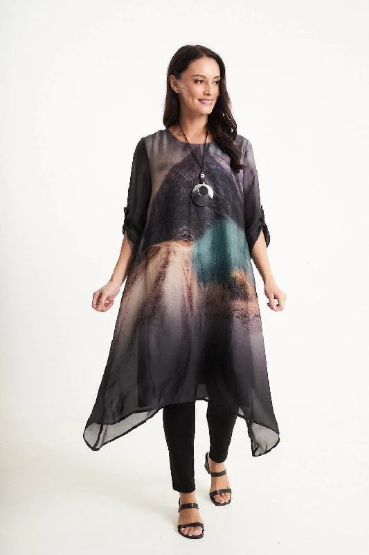 Saloos Silk-Look A-Line Midi-Dress with Necklace Tunics Business professional