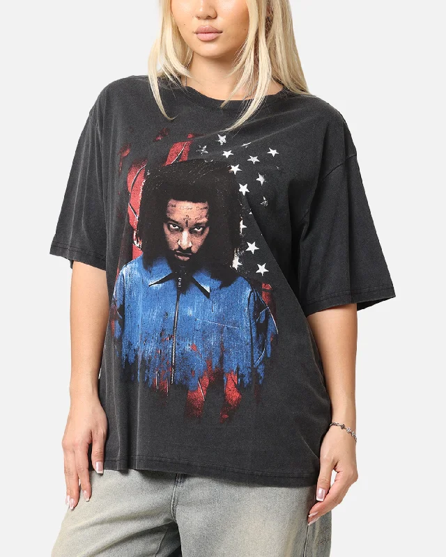 21 Savage Dream T-Shirt Washed Black Solid Color Striped Floral