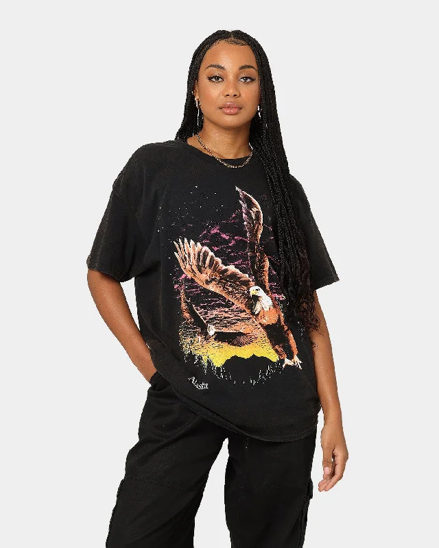 American Thrift Alaska Vintage T-Shirt Washed Black Knit Fabric Woven Fabric Fleece Fabric American Thrift Alaska Vintage T-Shirt Washed Black Knit Fabric Woven Fabric Fleece Fabric