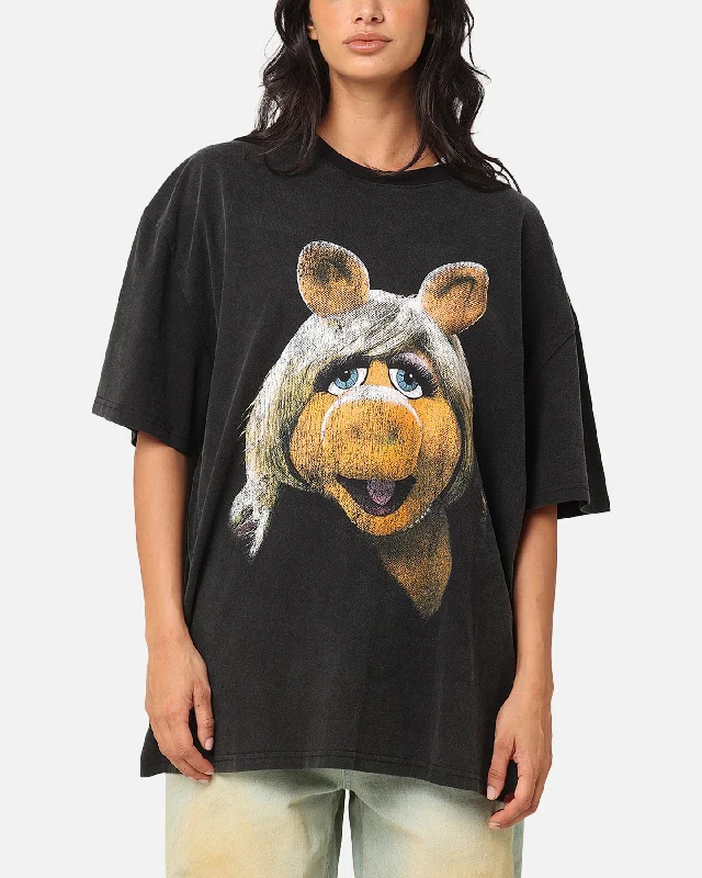 American Thrift Disney The Muppets Miss Piggy Heavy T-Shirt Vintage Black Wool Fabric Cashmere Fabric Tweed Fabric American Thrift Disney The Muppets Miss Piggy Heavy T-Shirt Vintage Black Wool Fabric Cashmere Fabric Tweed Fabric