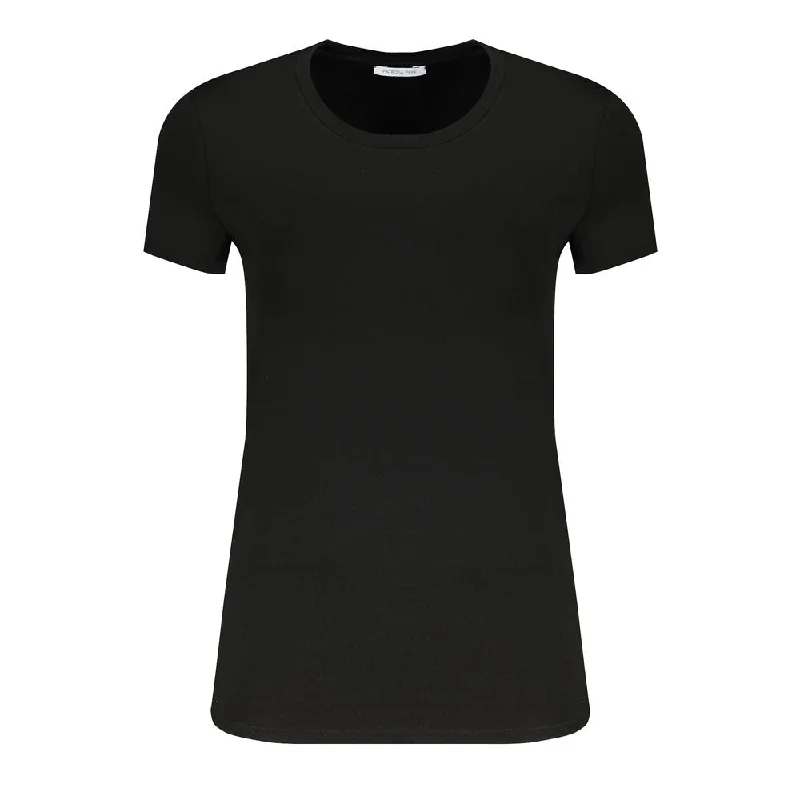 Black Elastane Tops & T-Shirt Boxy Fit Fitted Loose