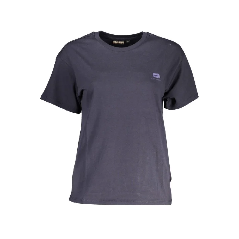 Blue Cotton Women T-Shirt Elasticated Padded Insulated