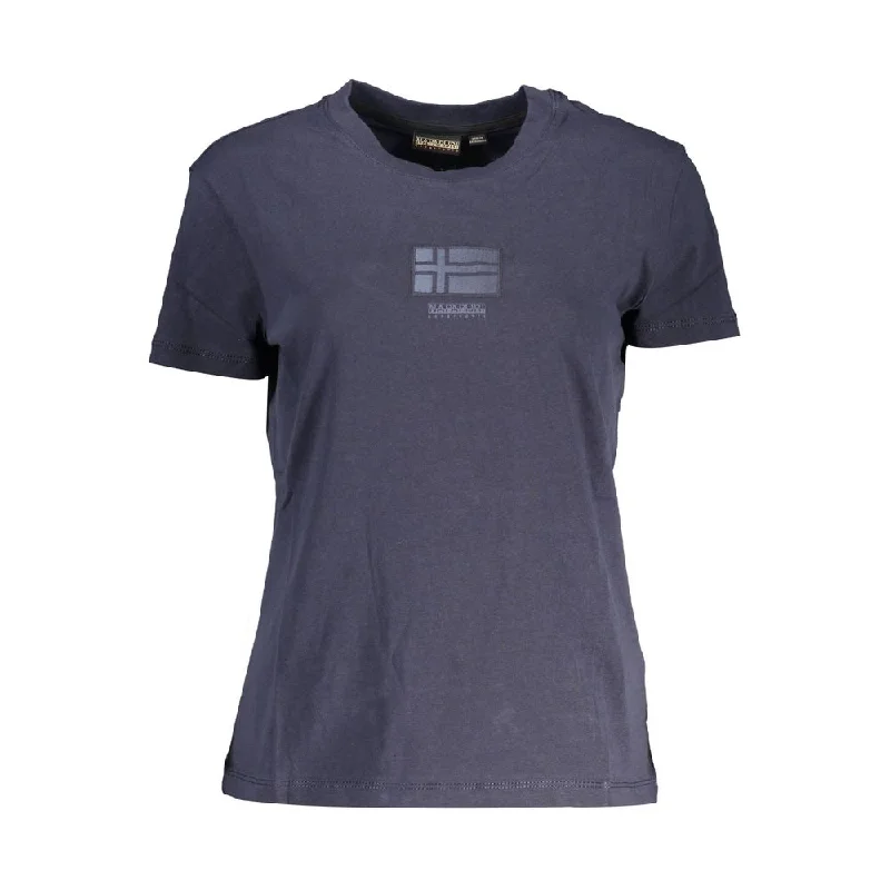 "Blue Cotton Women T-Shirt" Polka Dot Checkered Tartan