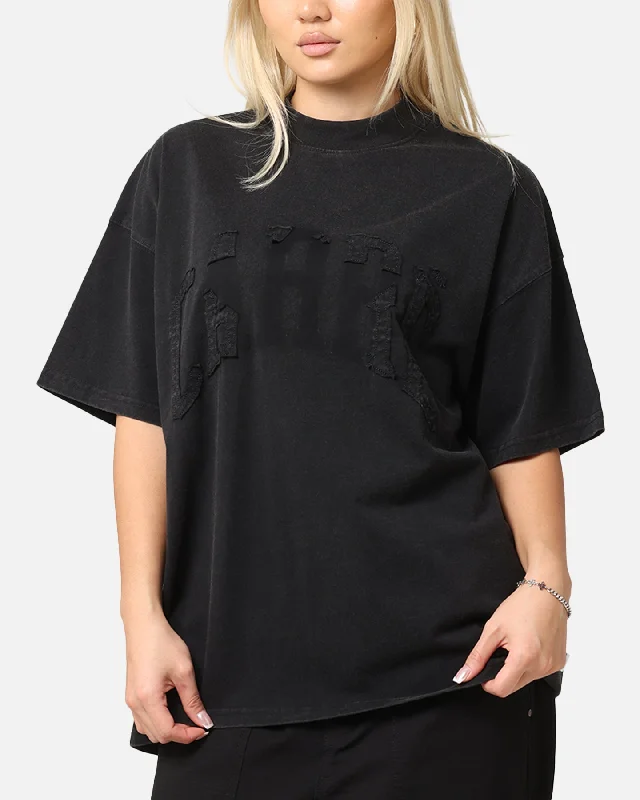 Carre Con-Star Oversized T-Shirt Washed Black Collared Crew Neck Turtle Neck