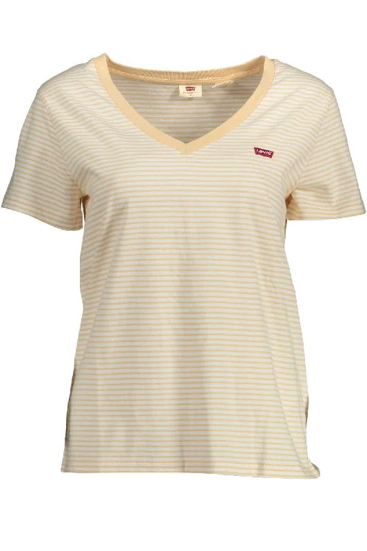 Beige Cotton Women T-Shirt Spandex Blend Rayon Blend Denim Blend